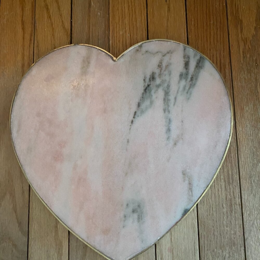 Anthropologie Pink  Marble Heart Cheese Board Tray